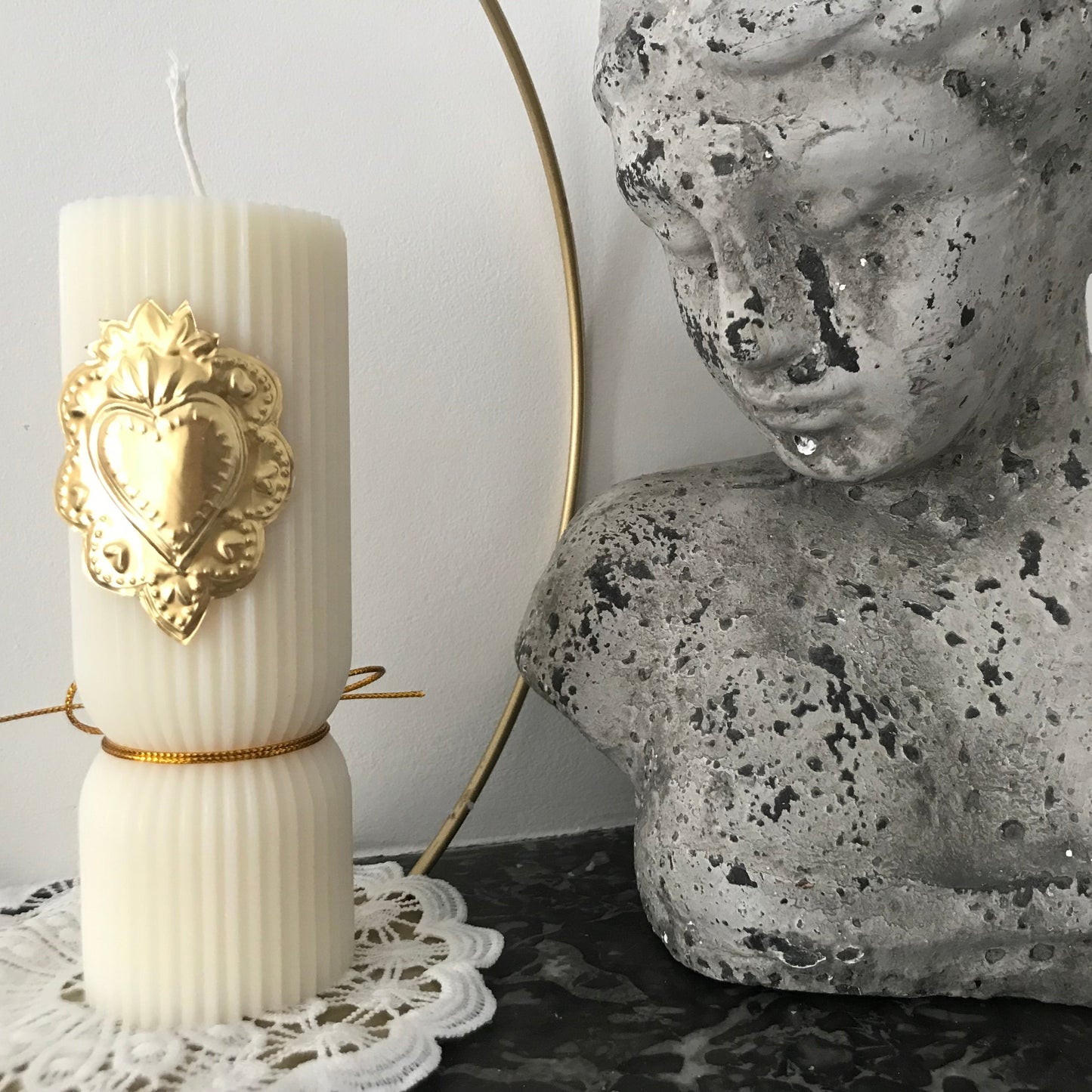 Bougie protectrice - coeur ex-voto | parfum fleur de coton