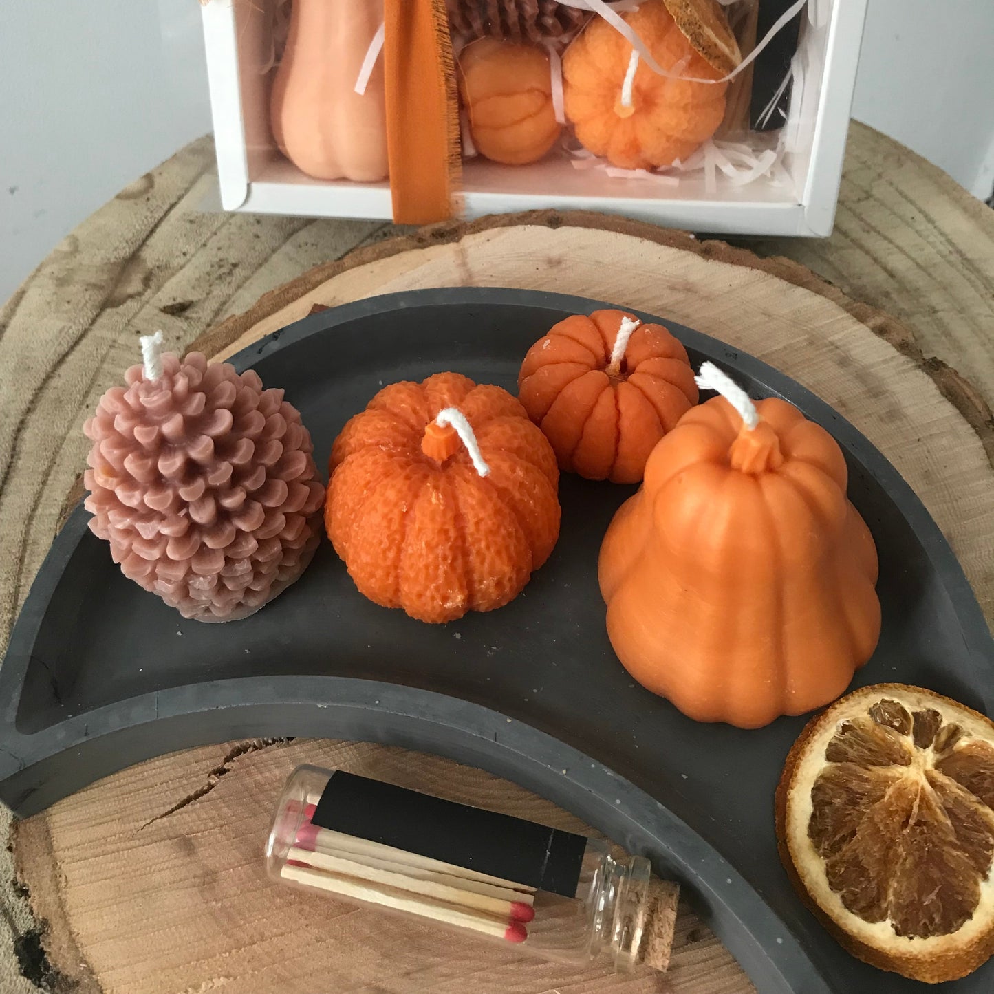 Coffret - 4 bougies parfumées | citrouille blanche ambrée