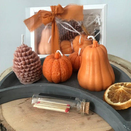 Coffret - 4 bougies parfumées | citrouille blanche ambrée