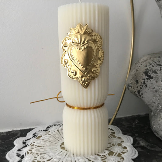 Bougie protectrice - coeur ex-voto | parfum fleur de coton
